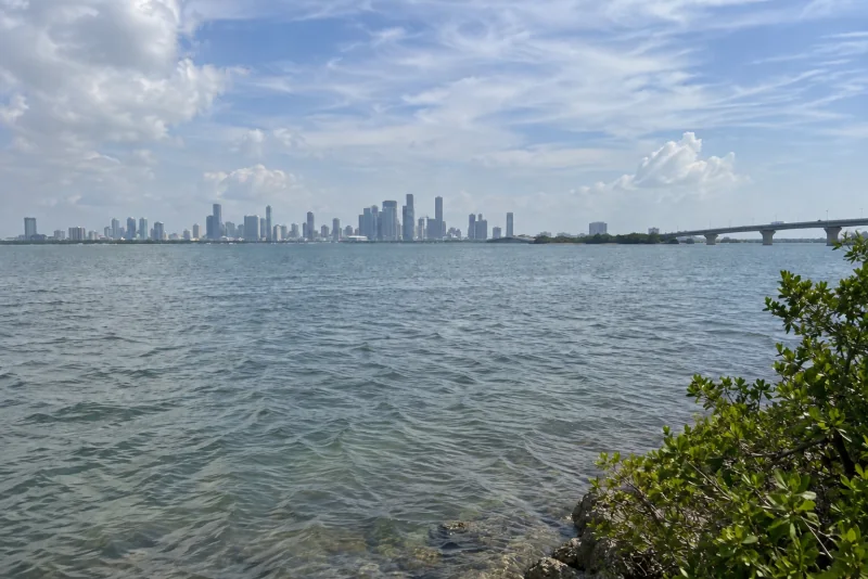 Biscayne Bay and the downtown skyline from the Julia Tuttle Causeway