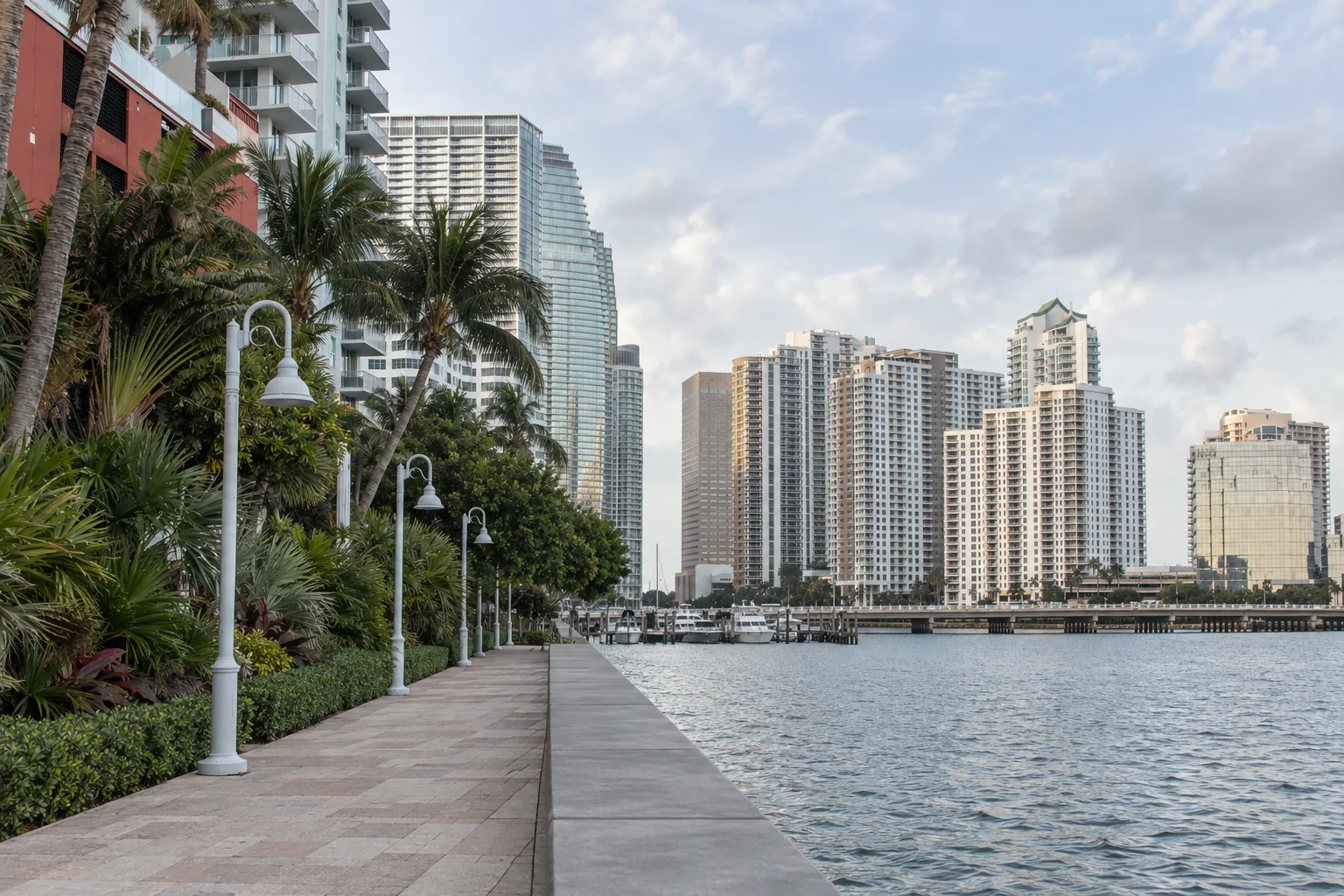 The Brickell Key waterfront in Miami
