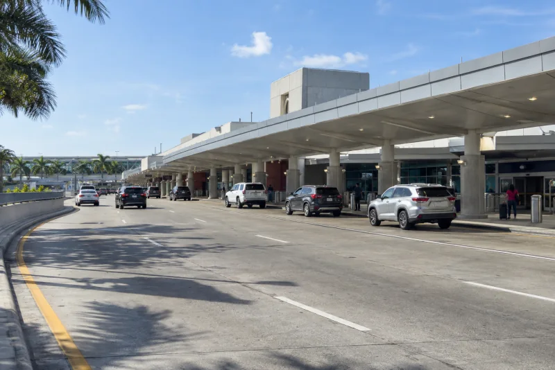 The terminal curbside at Fort Lauderdale-Hollywood International Airport