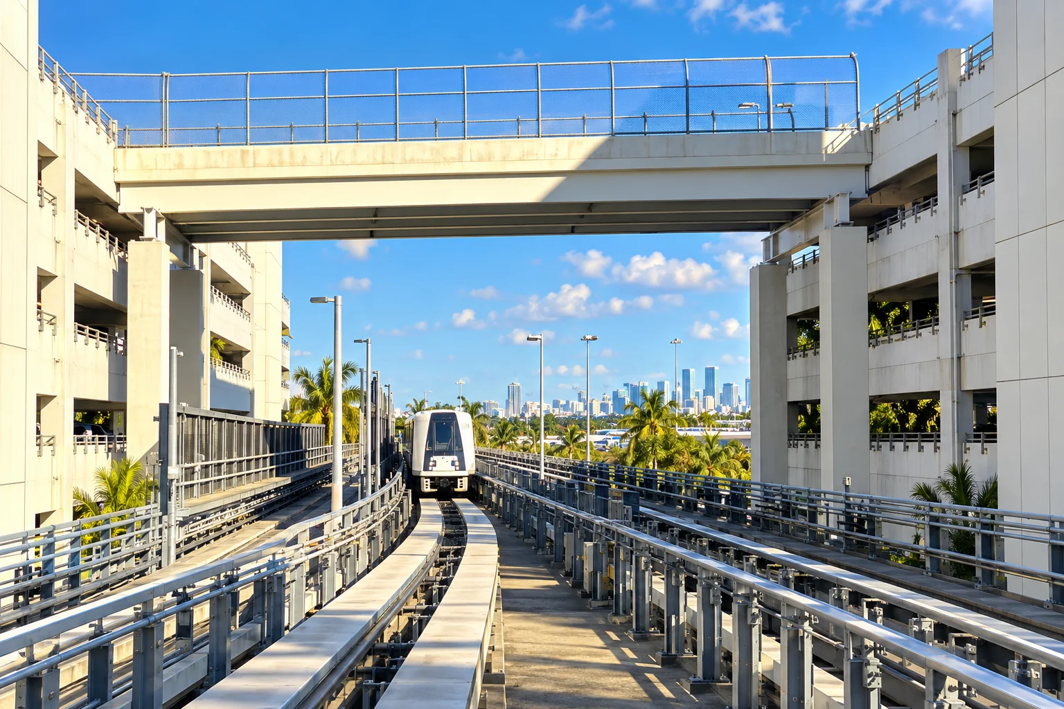 The MIA Mover guideway between the airport parking garages