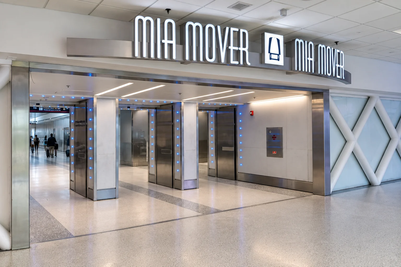 The MIA Mover station entrance inside the airport